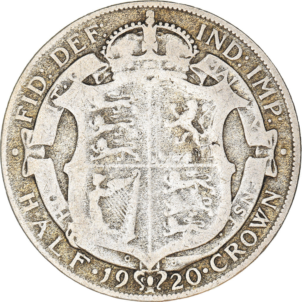 Coin, Great Britain, George V, 1/2 Crown, 1920, VF(20-25), Silver, KM:818.1a