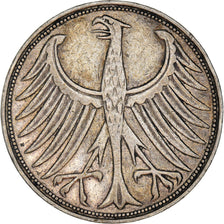 Coin, GERMANY - FEDERAL REPUBLIC, 5 Mark, 1951, Karlsruhe, EF(40-45), Silver