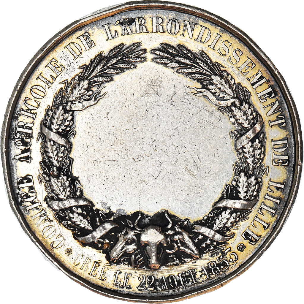 France, Medal, Comice Agricole de l'Arrondissement de Lille, 1853, Lecomte