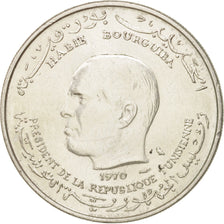 Tunisia, Dinar, 1970, Paris, AU(50-53), Silver, KM:302