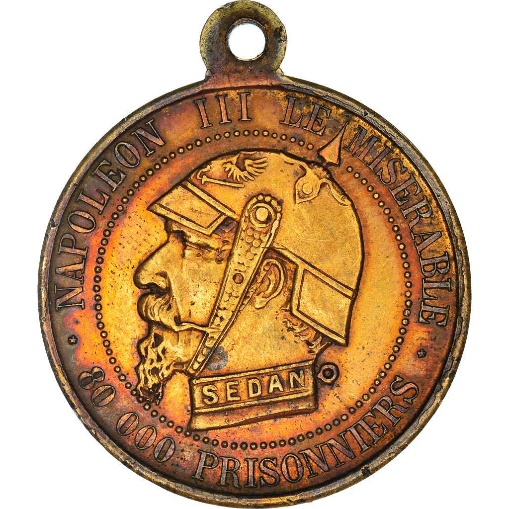 medal, France, Napoleon III, Module de 5 Centimes, 1870, Satirique, EF(40-45)