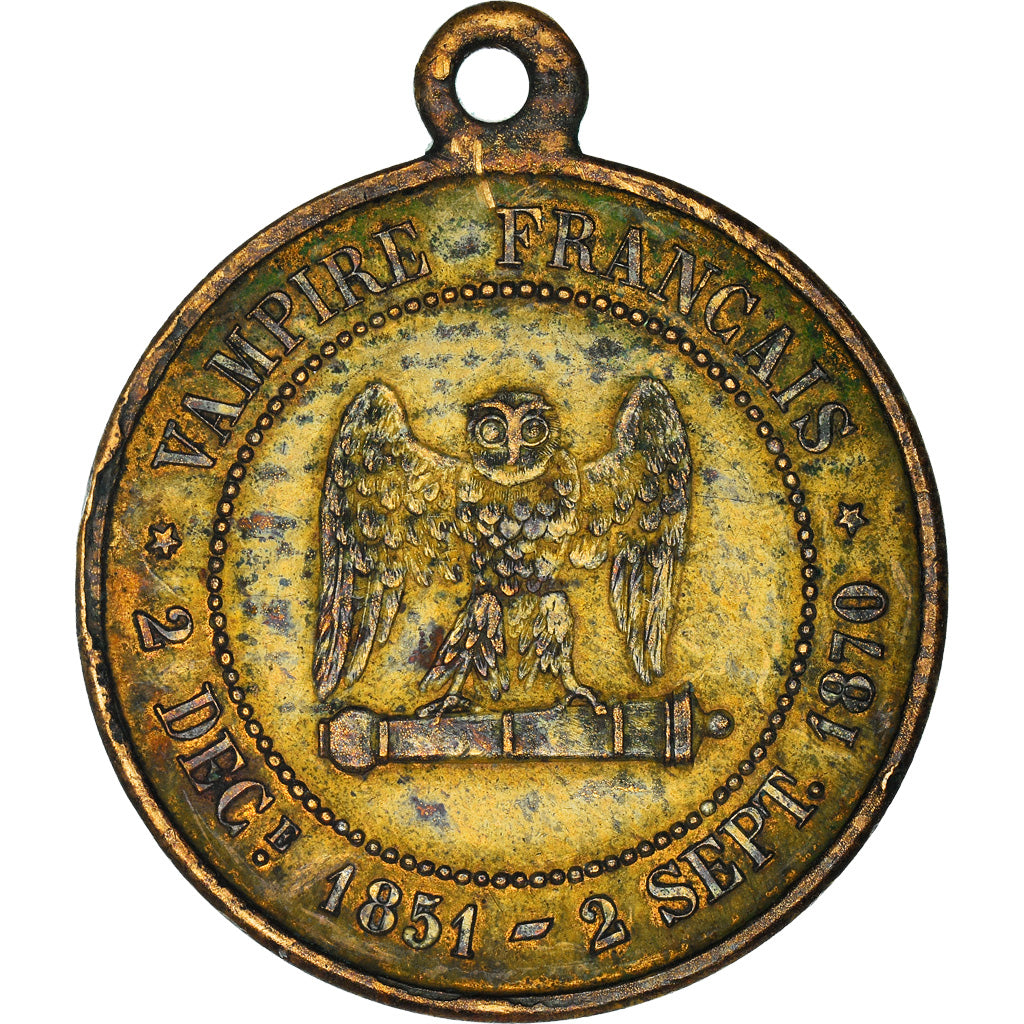 medal, France, Napoleon III, Module de 5 Centimes, 1870, Satirique, EF(40-45)