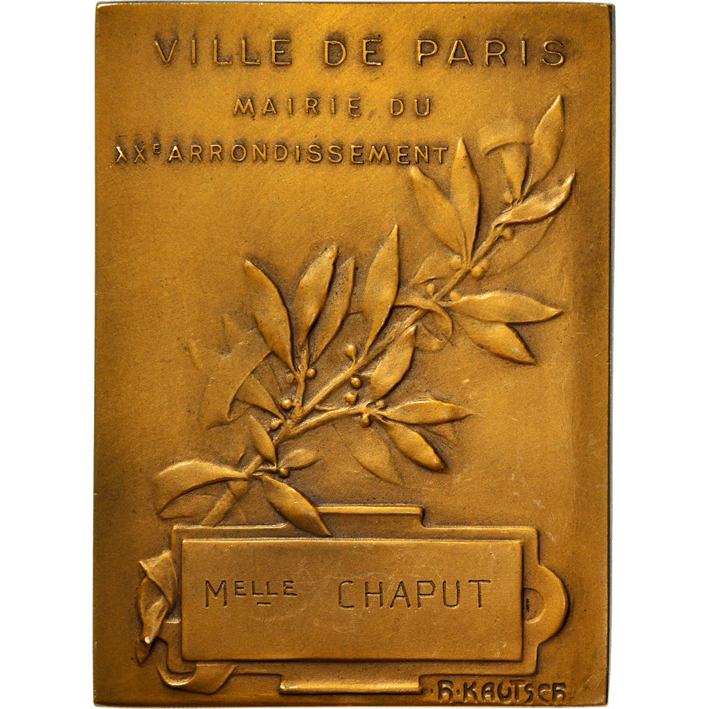 France, Médaille, Art Nouveau, Ville de Paris, XXème, Pax, H. Kautsch, SUP+