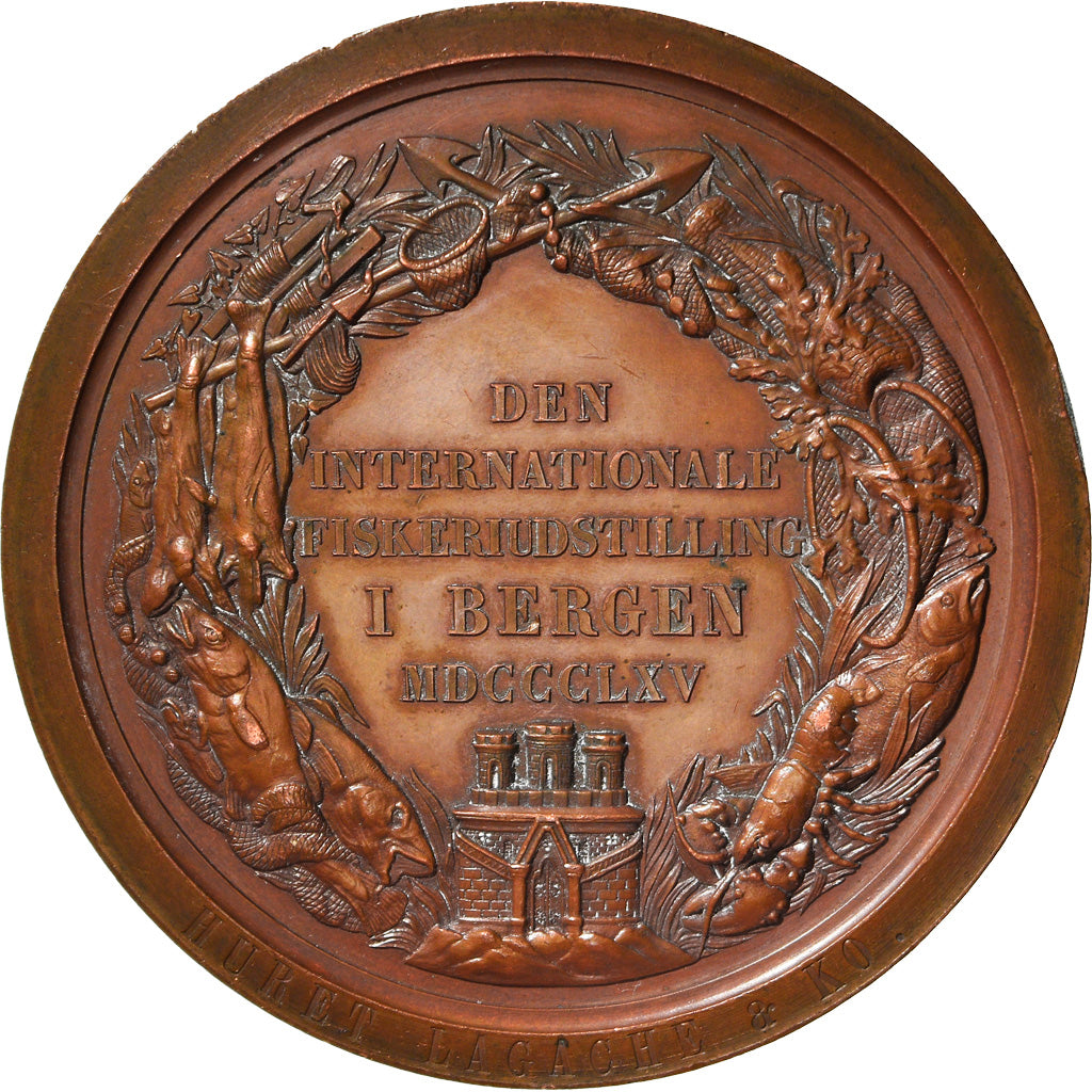 Sweden, Medal, Carl XV, Exposition Internationale de Pêche, Bergen, 1865