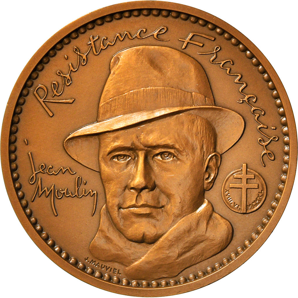 France, Medal, Résistance française, Jean Moulin, WAR, 1985, Mauviel
