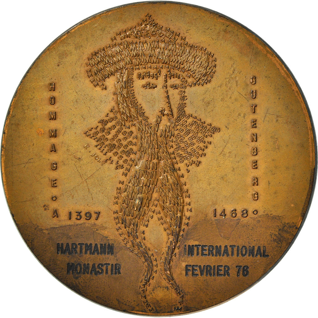 Tunisia, Medal, Hommage à Gutenberg, Hartmann International, Monastir, 1976