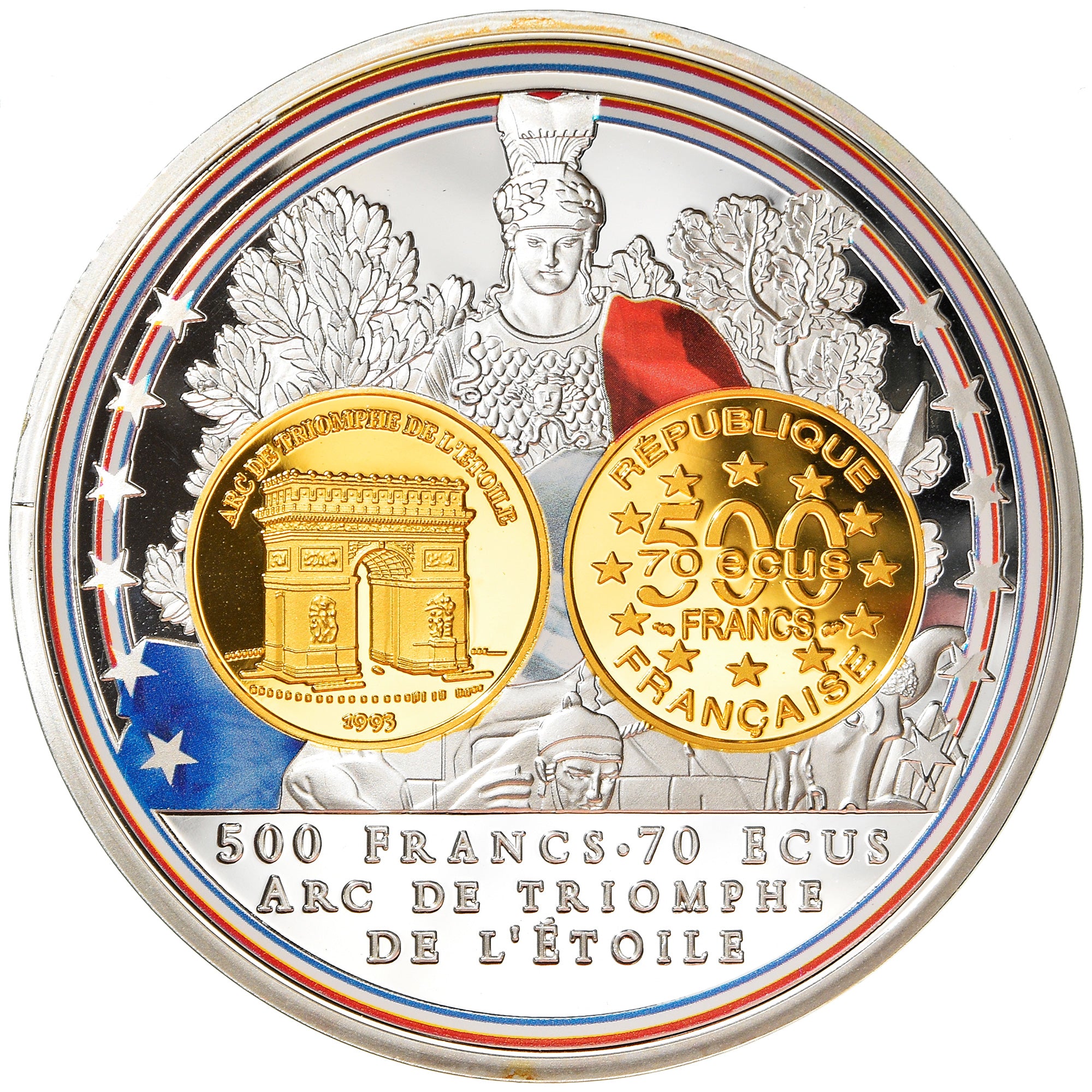 Frankrijk, Medaille, Adieu au Franc, 500 Francs Arc de Triomphe de l'Etoile