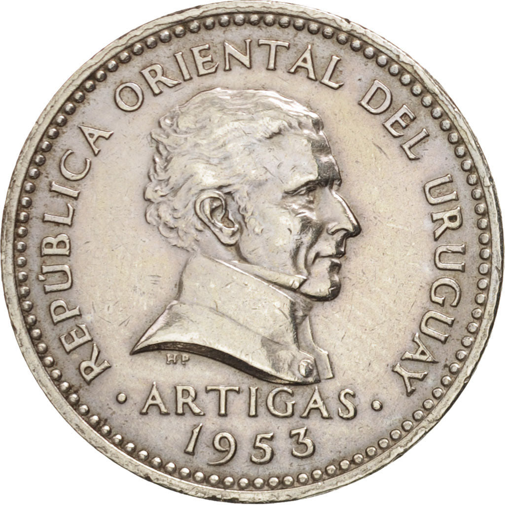 Uruguay, 10 Centesimos, 1953, EF(40-45), Copper-nickel, KM:35