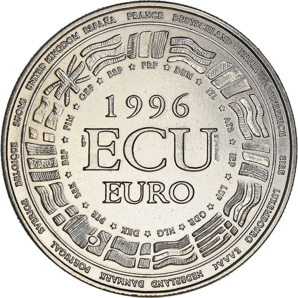 Frankrijk, Medaille, Ecu Europa, Politics, 1996, Jimenez, FDC, Copper-nickel