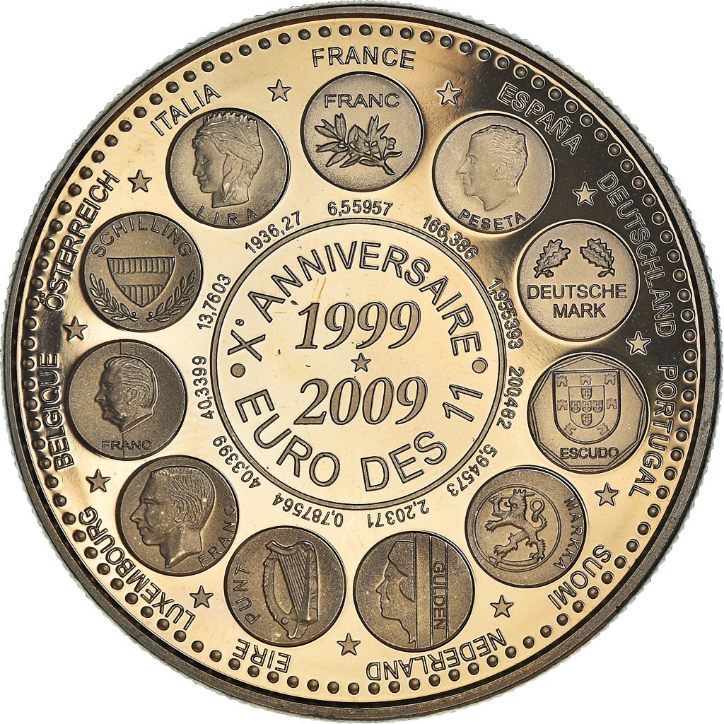 Francia, medalla, 10ème Anniversaire de l'Euro des 11, Politics, 2009, FDC