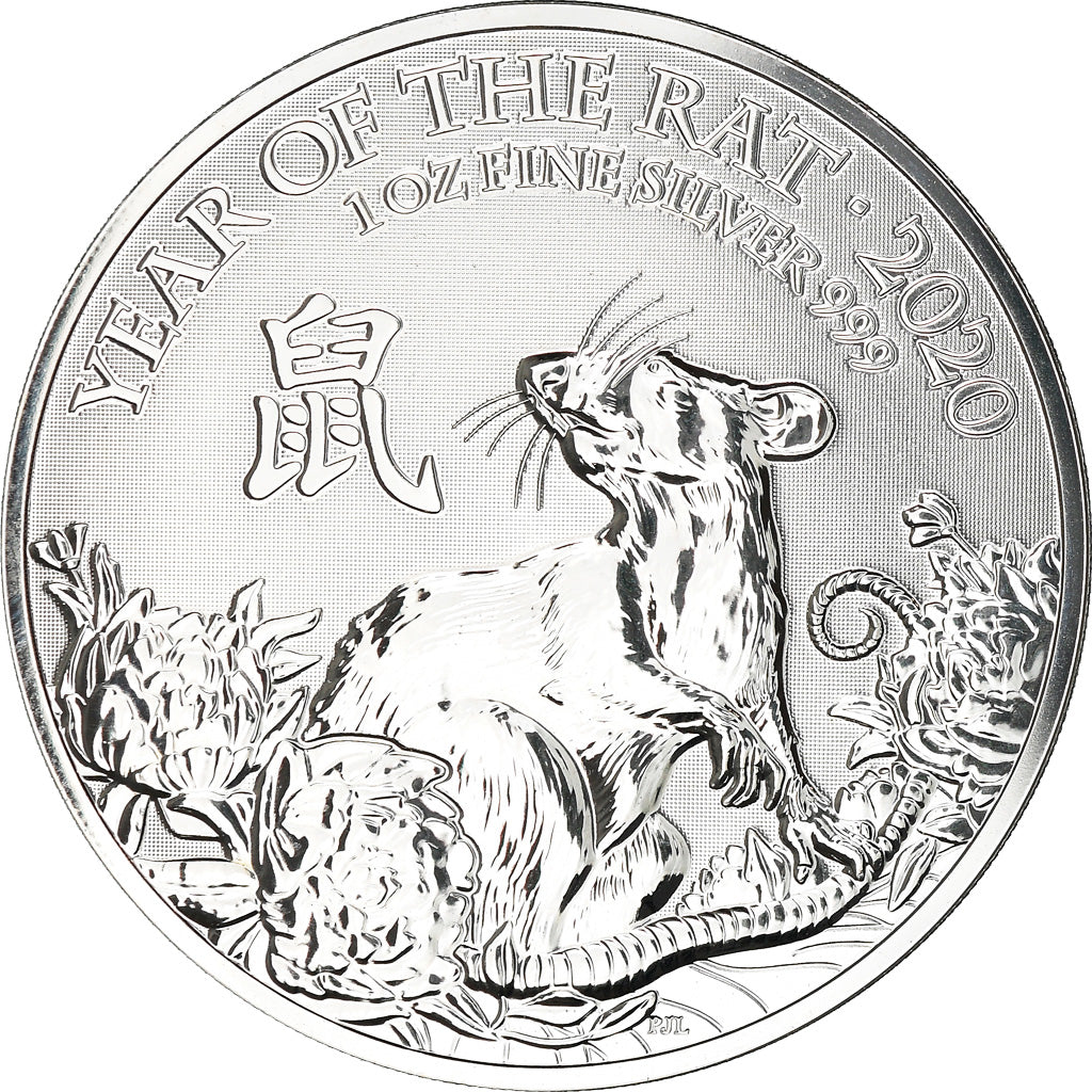 Coin, Great Britain, Année du Rat, 2 Pounds - 1 Oz, 2020, MS(65-70), Silver