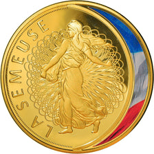 Francia, medaglia, Les Emblèmes Français, La Semeuse, FDC, Rame dorato