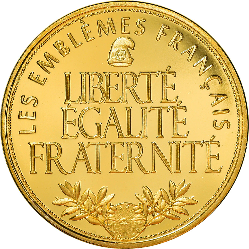 Francia, medaglia, Les Emblèmes Français, La Semeuse, FDC, Rame dorato