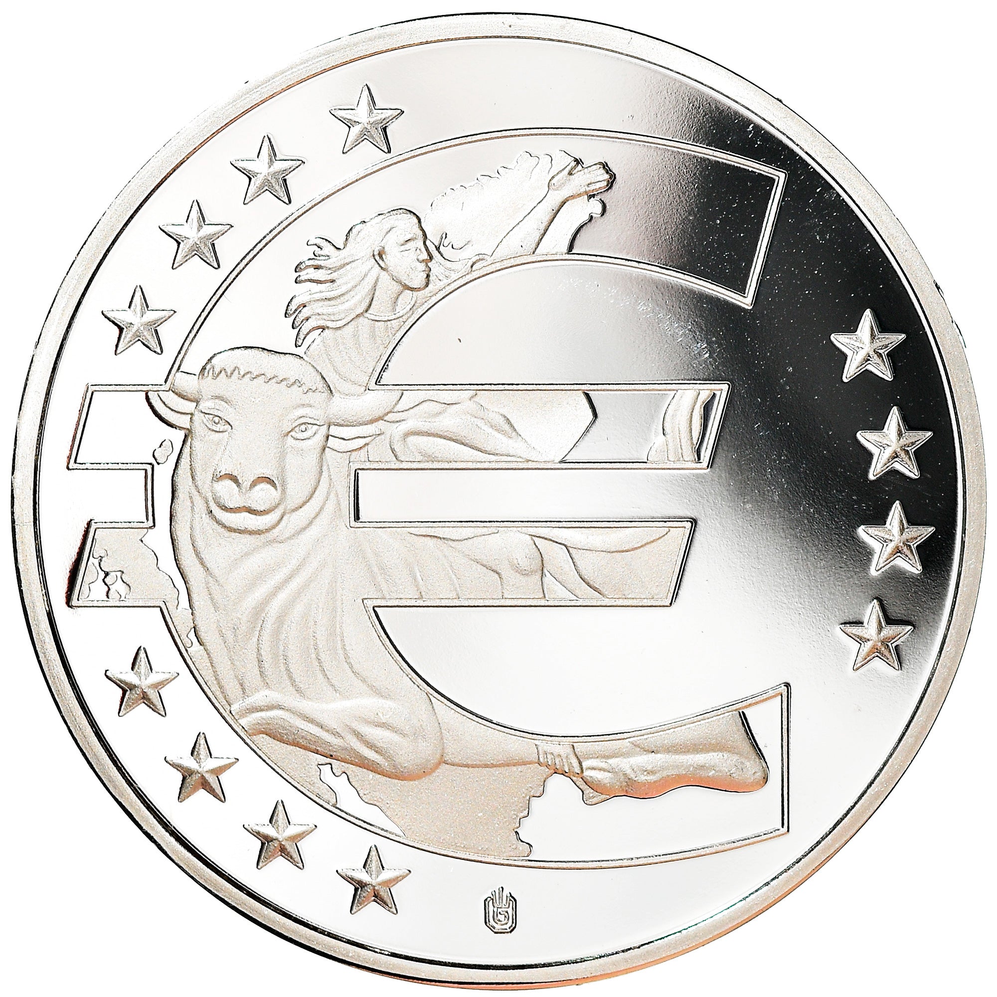 France, Medal, 10 ans de l'Euro, Vatican, 2012, MS(65-70), Copper Plated Silver