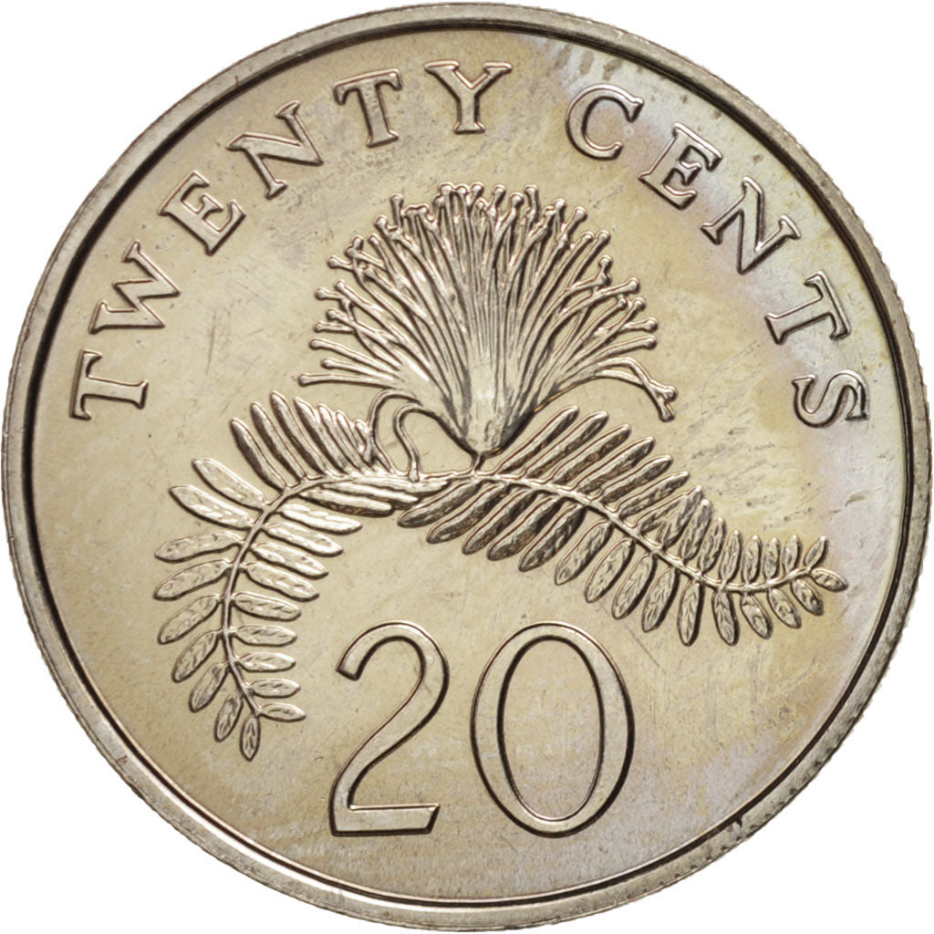 Singapur, 20 Cents, 1988, British Royal Mint, UNZ+, Copper-nickel, KM:52