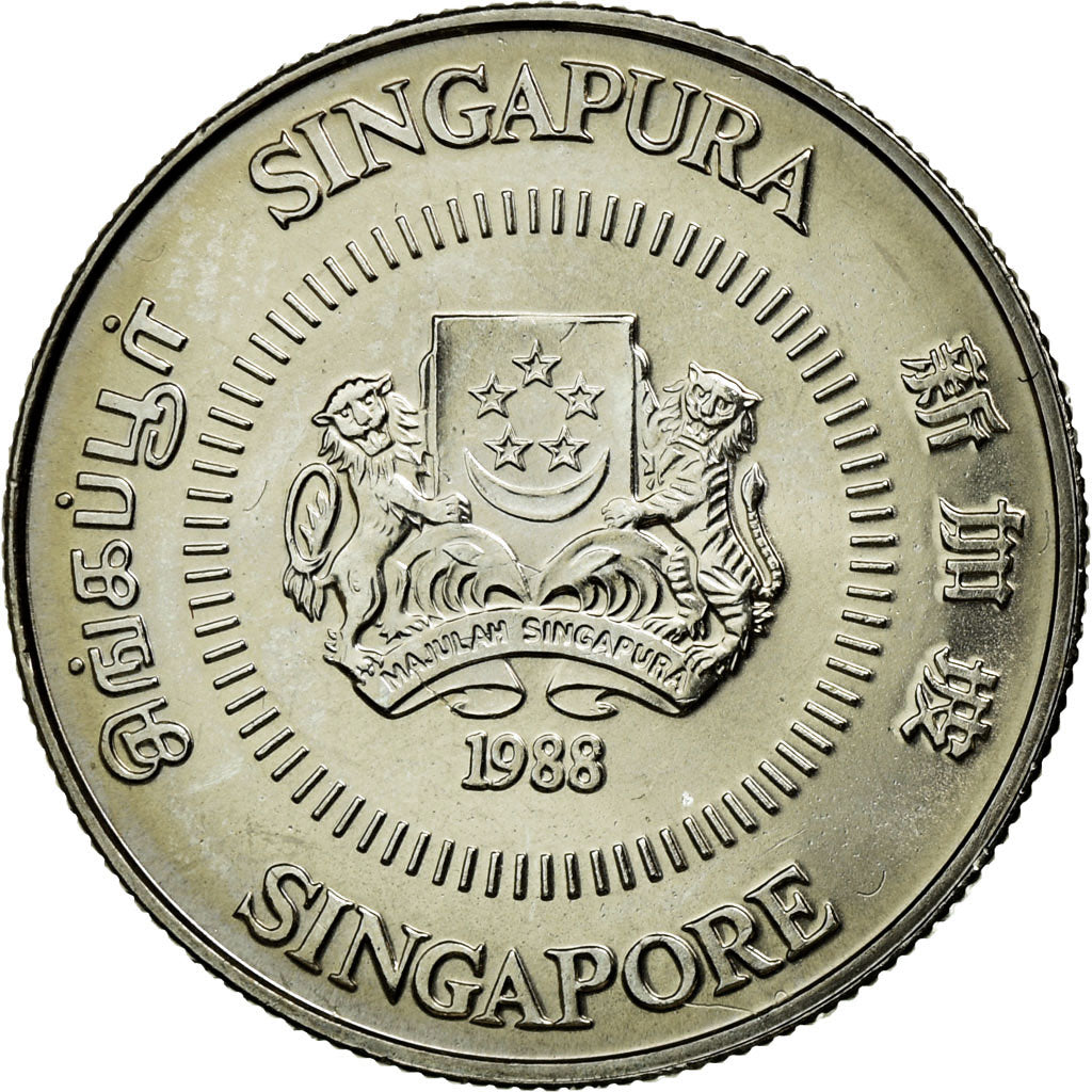 Moneta, Singapore, 10 Cents, 1988, British Royal Mint, SPL+, Rame-nichel, KM:51