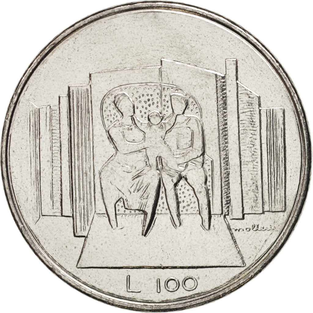 San Marino, 100 Lire, 1976, SPL, Acciaio, KM:57