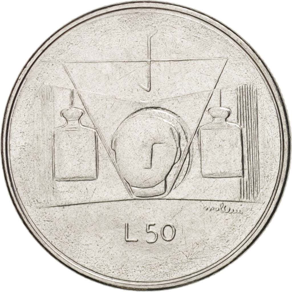 San Marino, 50 Lire, 1976, SPL, Acciaio, KM:56