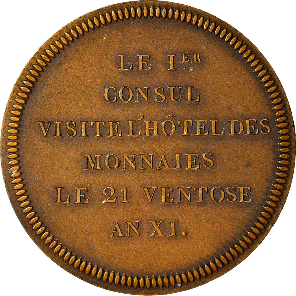 France, Medal, Napoléon Bonaparte visite l'Hôtel des Monnaies, History, An XI
