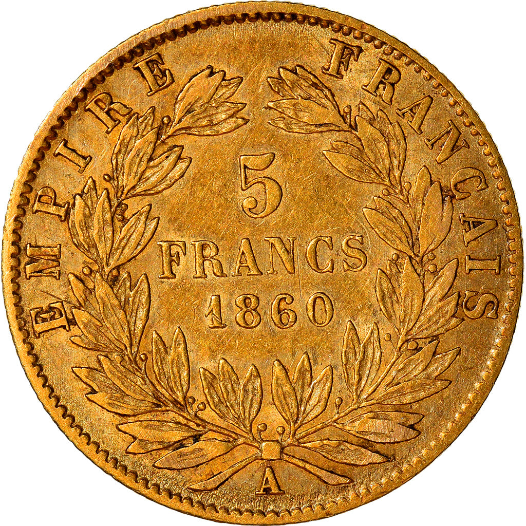 Munten, Frankrijk, Napoleon III, Napoléon III, 5 Francs, 1860, Paris, FR+