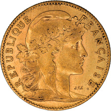 Moneda, Francia, Marianne, 10 Francs, 1907, Paris, BC+, Oro, KM:846