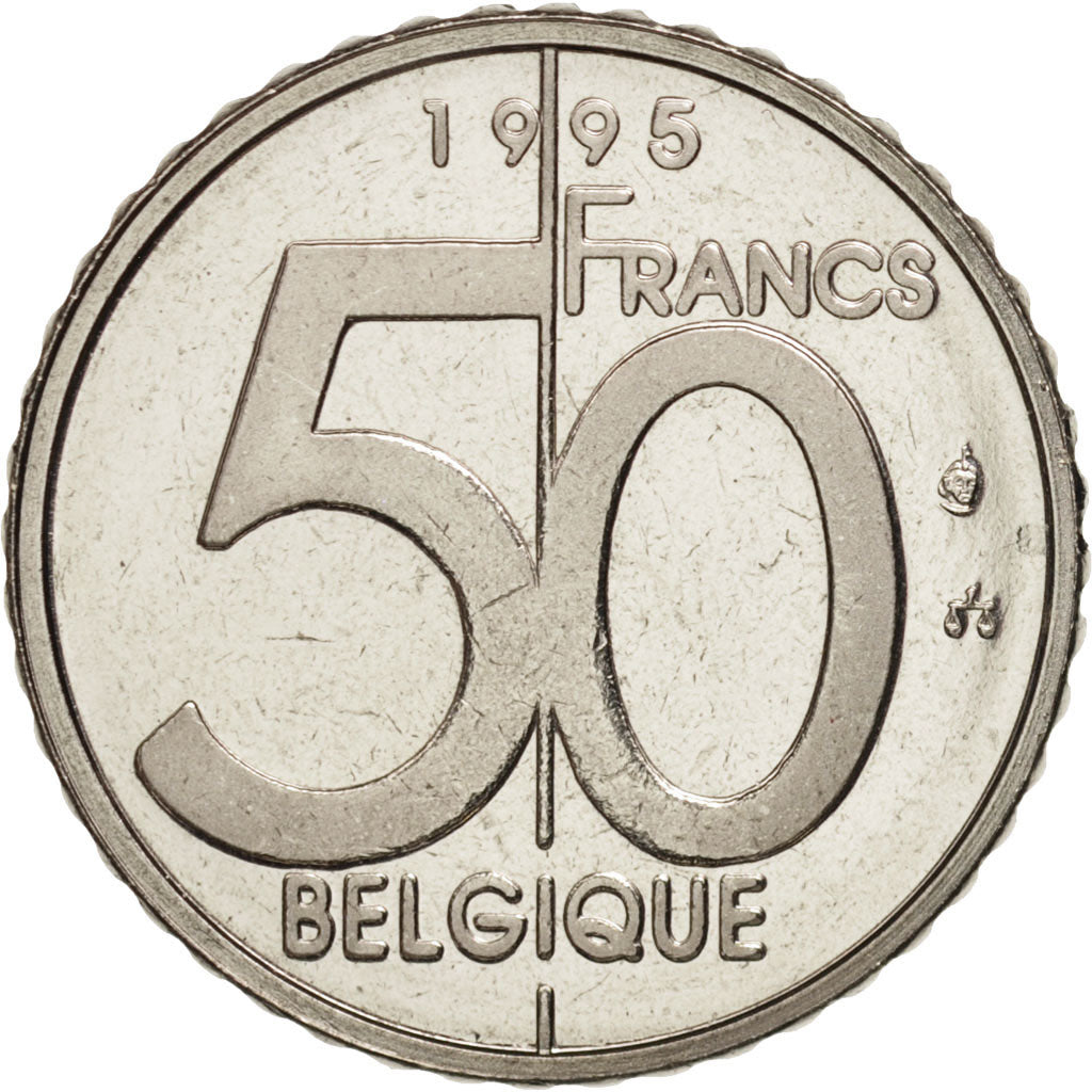 Belgium, Albert II, 50 Francs, 50 Frank, 1995, Brussels, MS(63), Nickel, KM:193