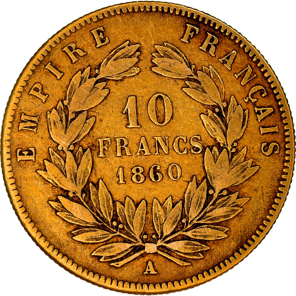 Coin, France, Napoleon III, Napoléon III, 10 Francs, 1859, Strasbourg, VF(20-25)