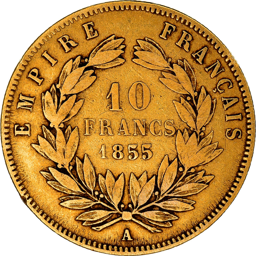 Coin, France, Napoleon III, Napoléon III, 10 Francs, 1855, Paris, VF(20-25)