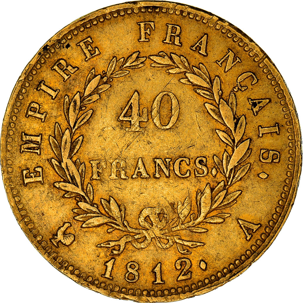 Moneda, Francia, Napoléon I, 40 Francs, 1812, Paris, MBC, Oro, KM:696.1