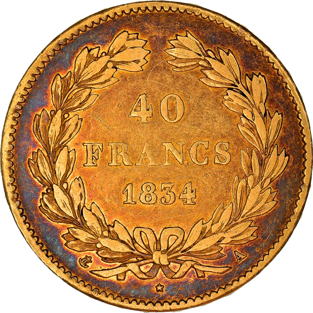 Munten, Frankrijk, Louis-Philippe, 40 Francs, 1834, Paris, ZF, Goud, KM:747.1