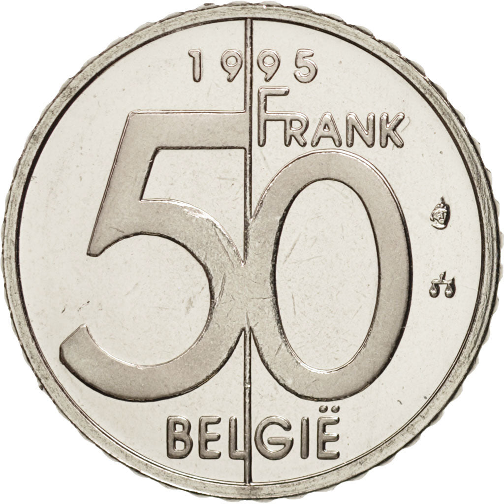 Belgium, Albert II, 50 Francs, 50 Frank, 1995, Brussels, MS(63), Nickel, KM:194