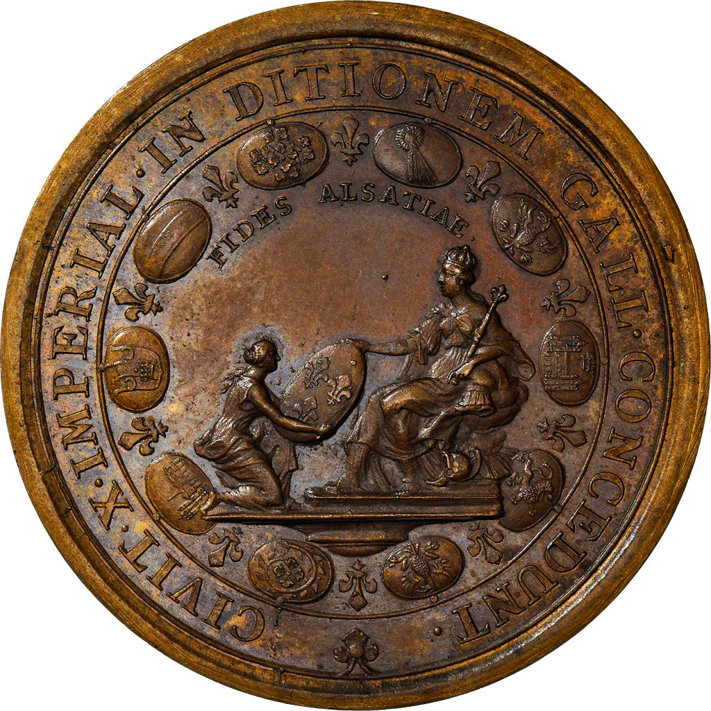 France, Medal, Louis XIV, Soumission des Dix Villes Impériales d'Alsace, 1680