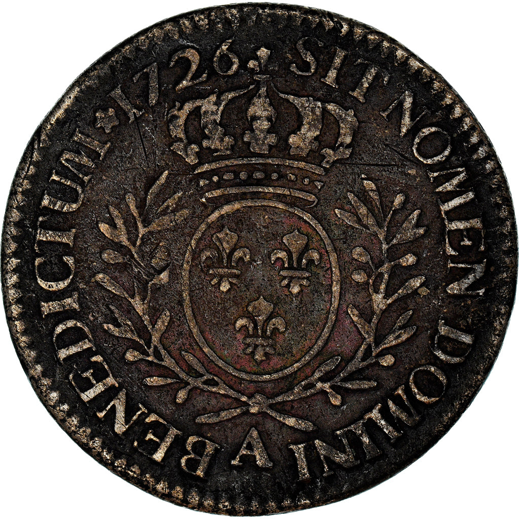 Coin, France, Louis XV, 1/5 Écu aux branches d'olivier, 24 Sols, 1/5 ECU, 1726