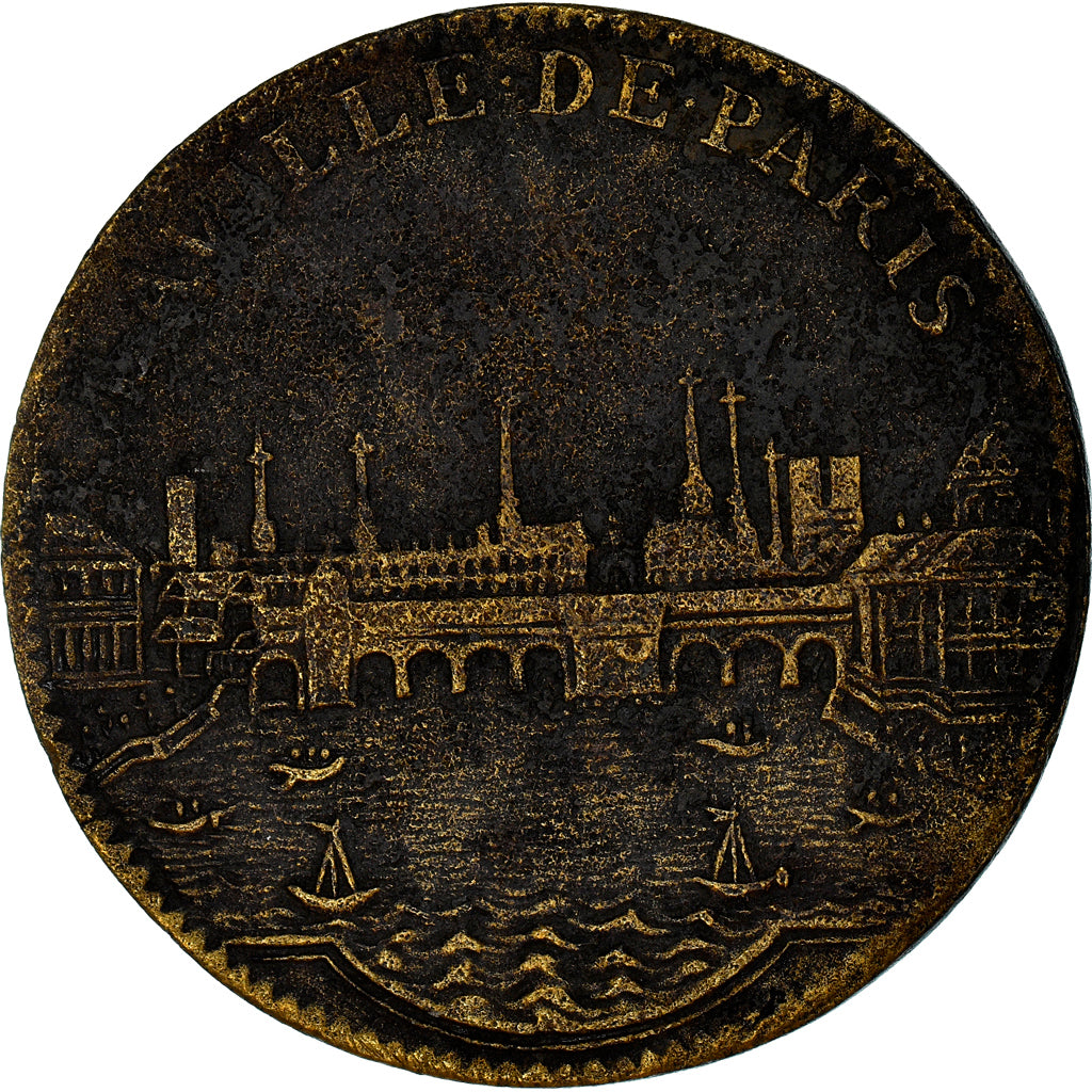 France, Token, Louis XIV, La ville de Paris, VF(20-25), Brass