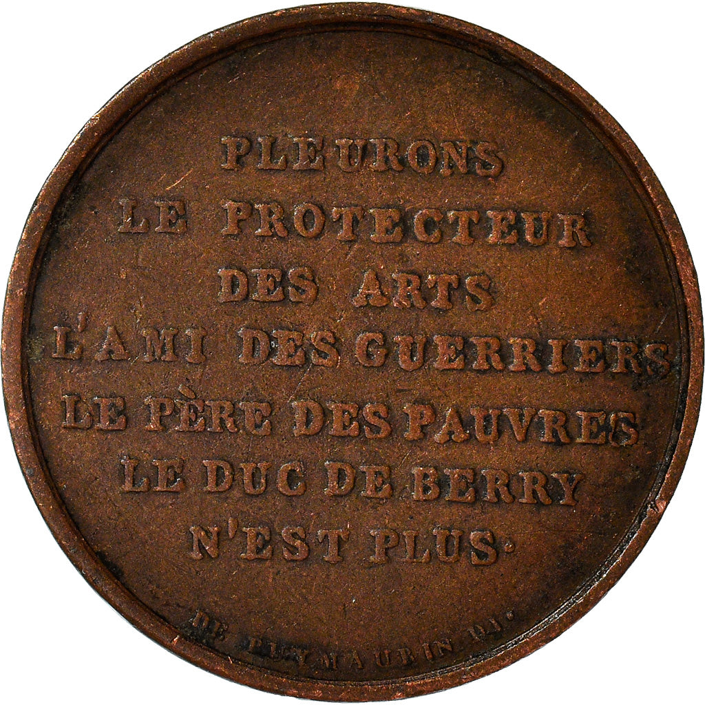 France, Medal, Mort de Charles Ferdinand, Duc de Berry, History, 1820, Dubois