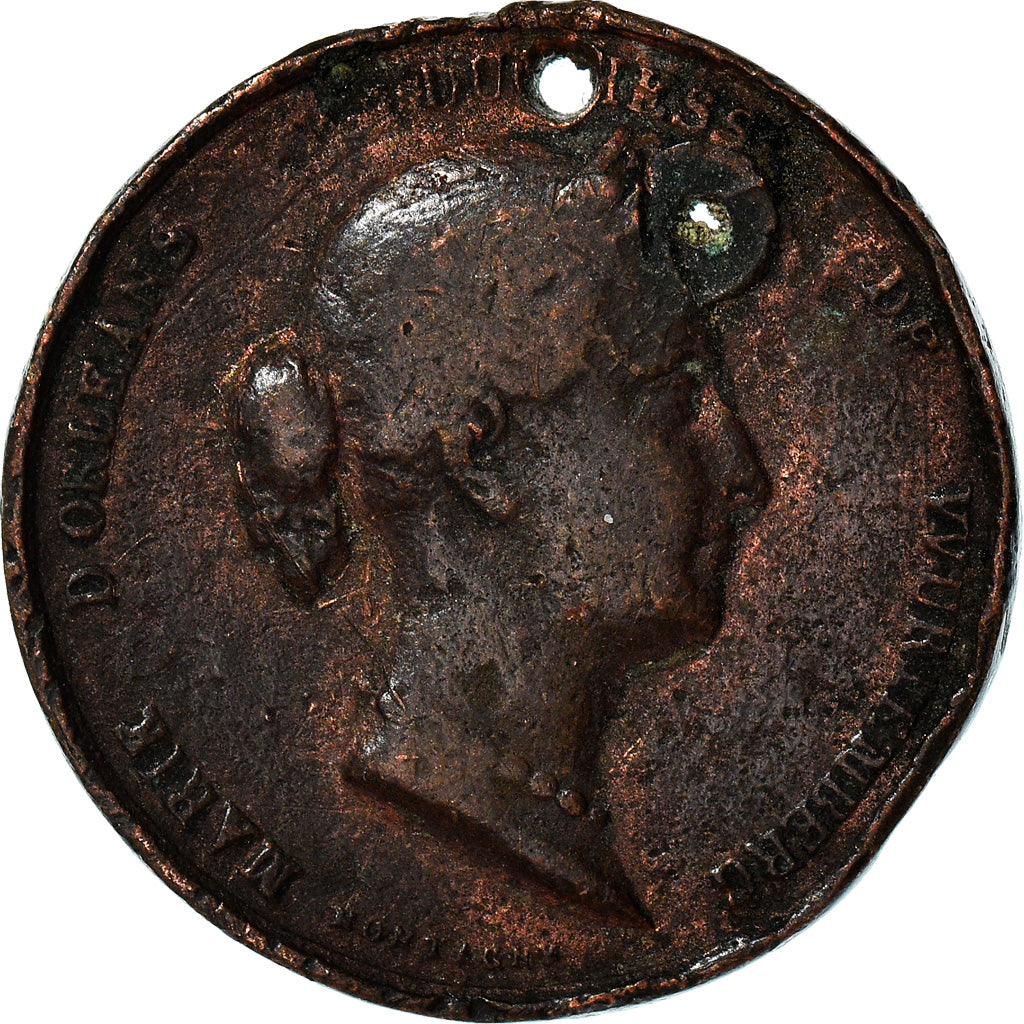 France, Medal, Marie D'Orléans, Jeanne d'Arc, History, VG(8-10), Copper