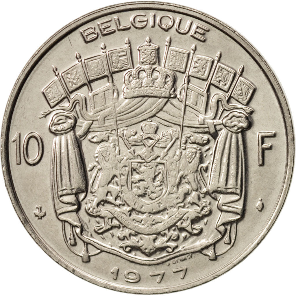 Belgium, 10 Francs, 10 Frank, 1977, Brussels, MS(63), Nickel, KM:155.1
