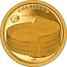 Moeda, Mongólia, Colosseum, 1000 Togrog, 2008, MS(65-70), Dourado