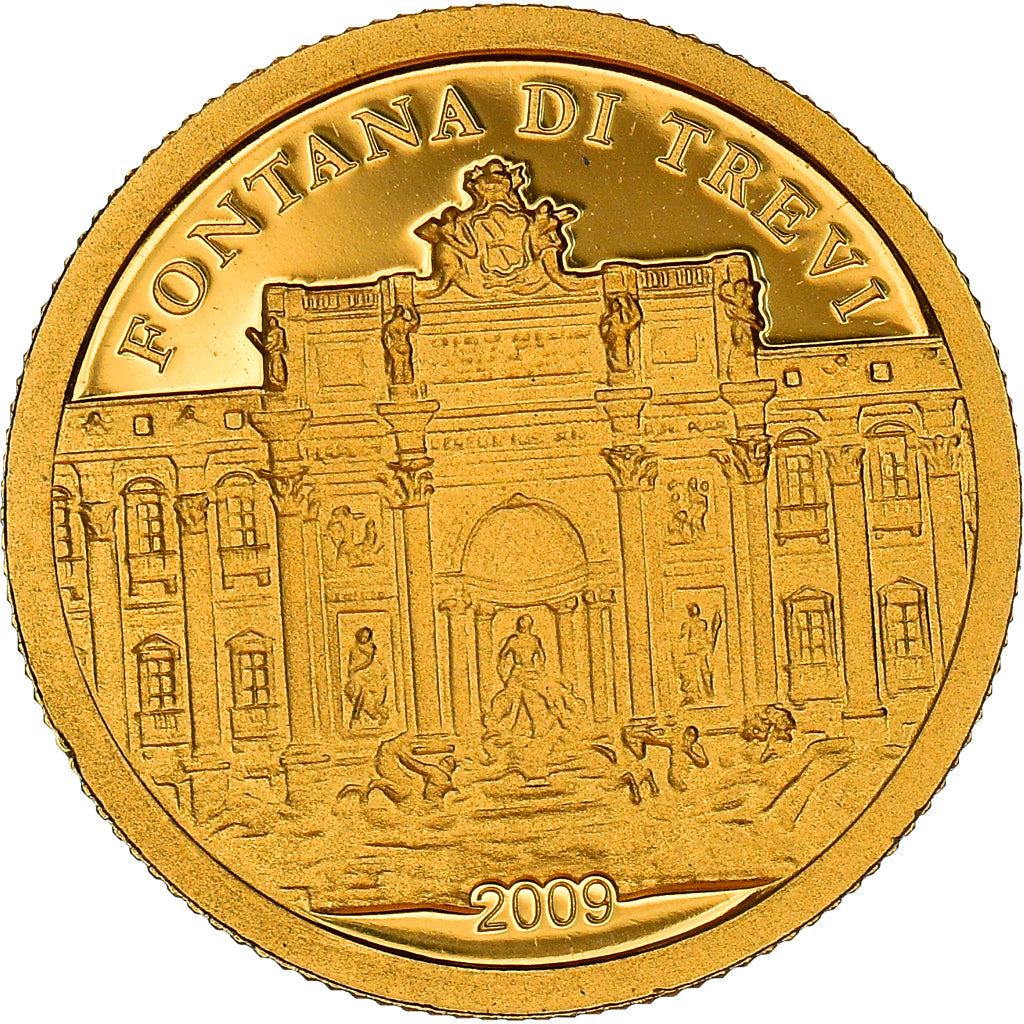 Coin, Palau, Fontaine de Trevi, Dollar, 2009, CIT, MS(65-70), Gold, KM:241