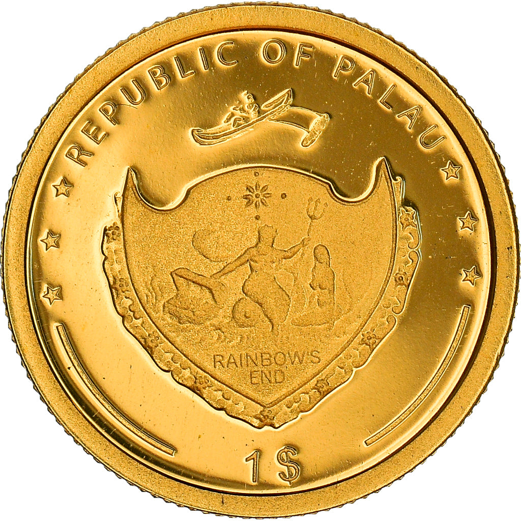 Coin, Palau, Fontaine de Trevi, Dollar, 2009, CIT, MS(65-70), Gold, KM:241