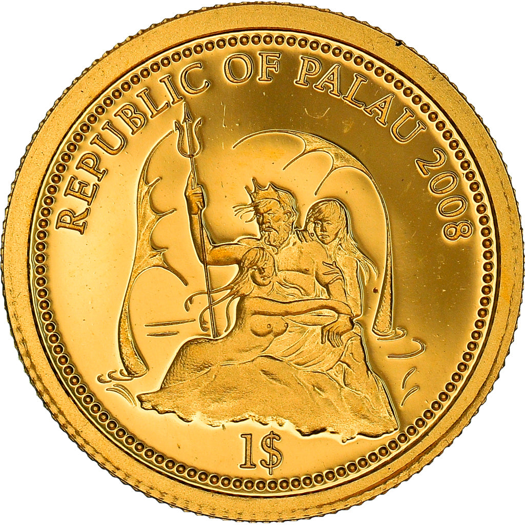 Moneta, Palau, Requin gris, Dollar, 2008, Proof, FDC, Oro, KM:163