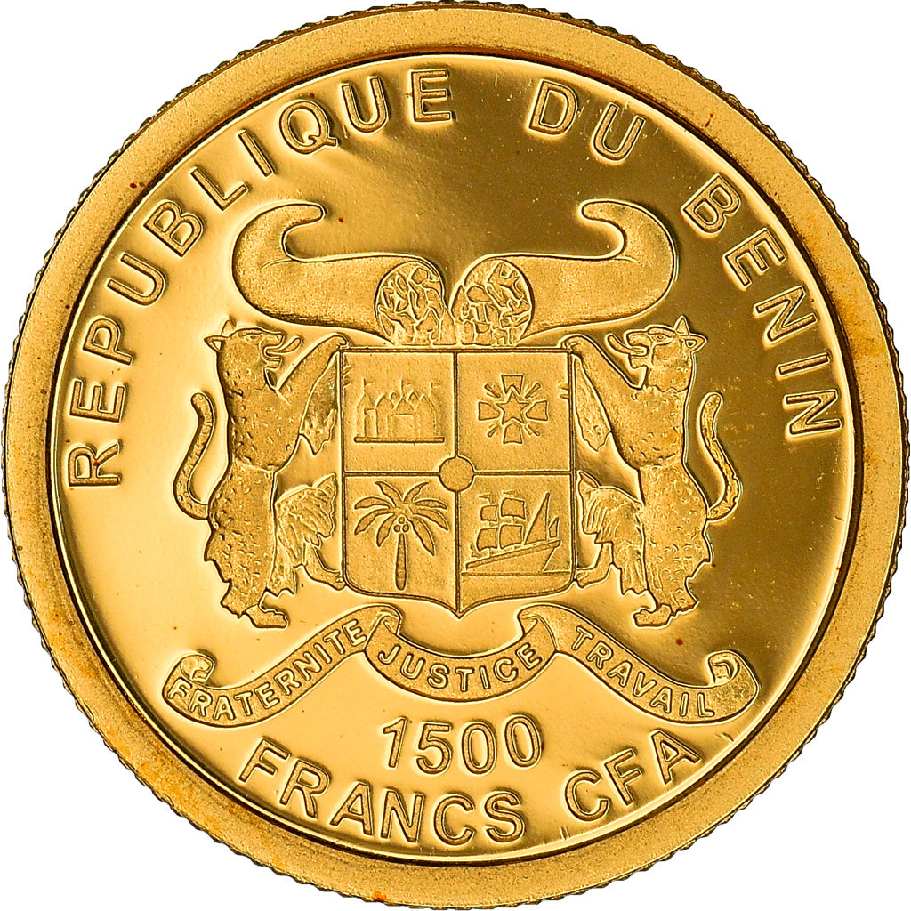 Coin, Benin, Charles de Gaulle, 1500 Francs CFA, 2010, Proof, MS(65-70), Gold