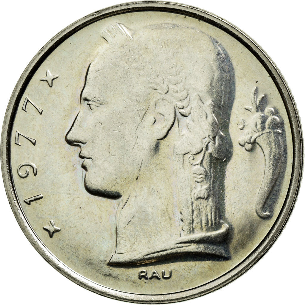 Coin, Belgium, 5 Francs, 5 Frank, 1977, MS(63), Copper-nickel, KM:135.1