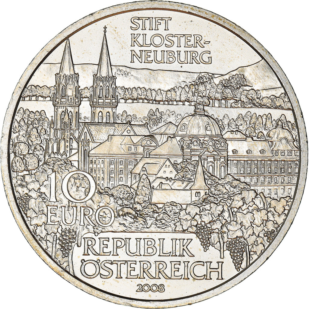 Austria, 10 Euro, Klosterneuburg Abby, 2008, Vienna, MS(64), Silver, KM:3157