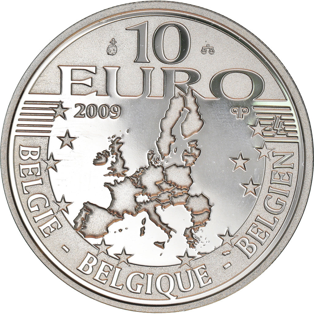 Belgium, 10 Euro, 75ème anniversaire du Roi, 2009, Brussels, Proof, MS(63)