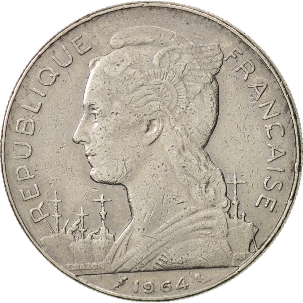 Réunion, 100 Francs, 1964, EF(40-45), Nickel, KM:13, Lecompte:105