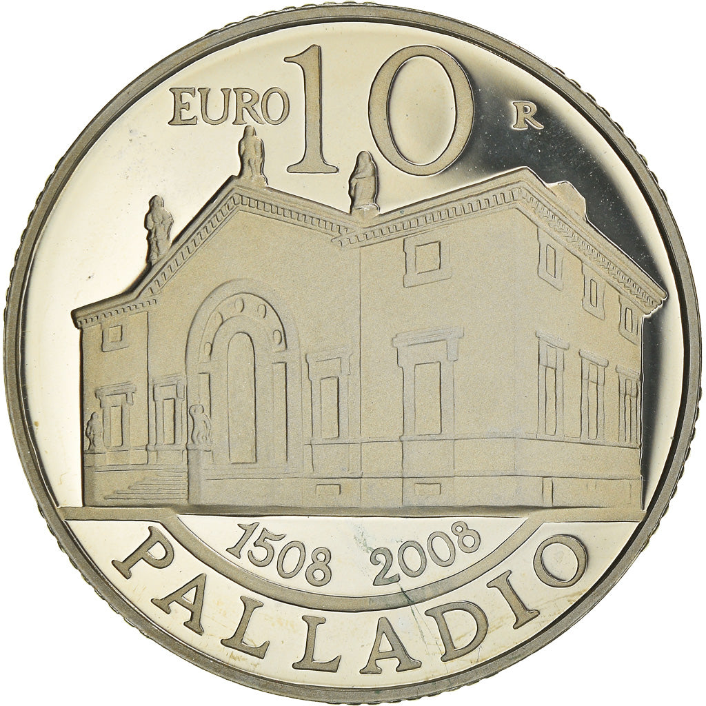 San Marino, 10 Euro, Palladio, 2008, Rome, MS(64), Silver, KM:514