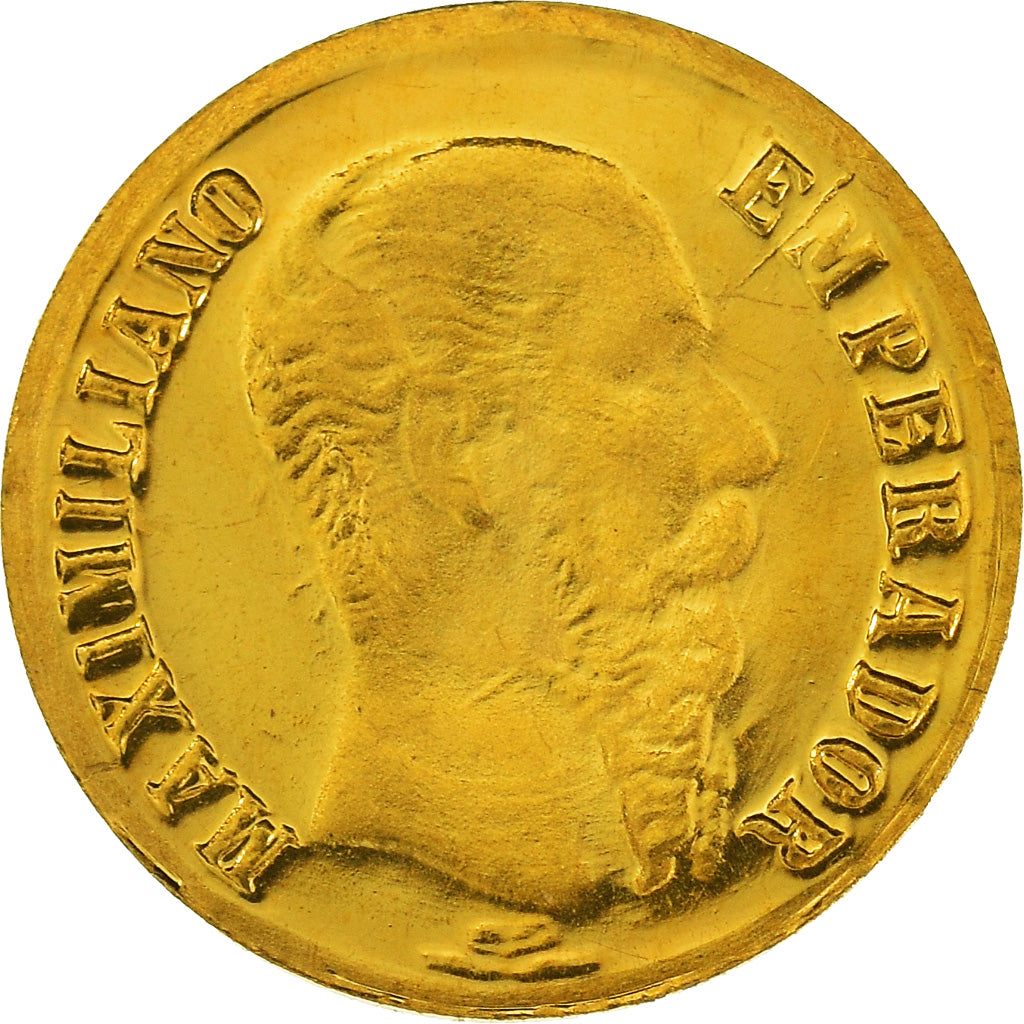 Coin, Mexico, Maximilian, Peso, 1865, Restrike, MS(65-70), Gold