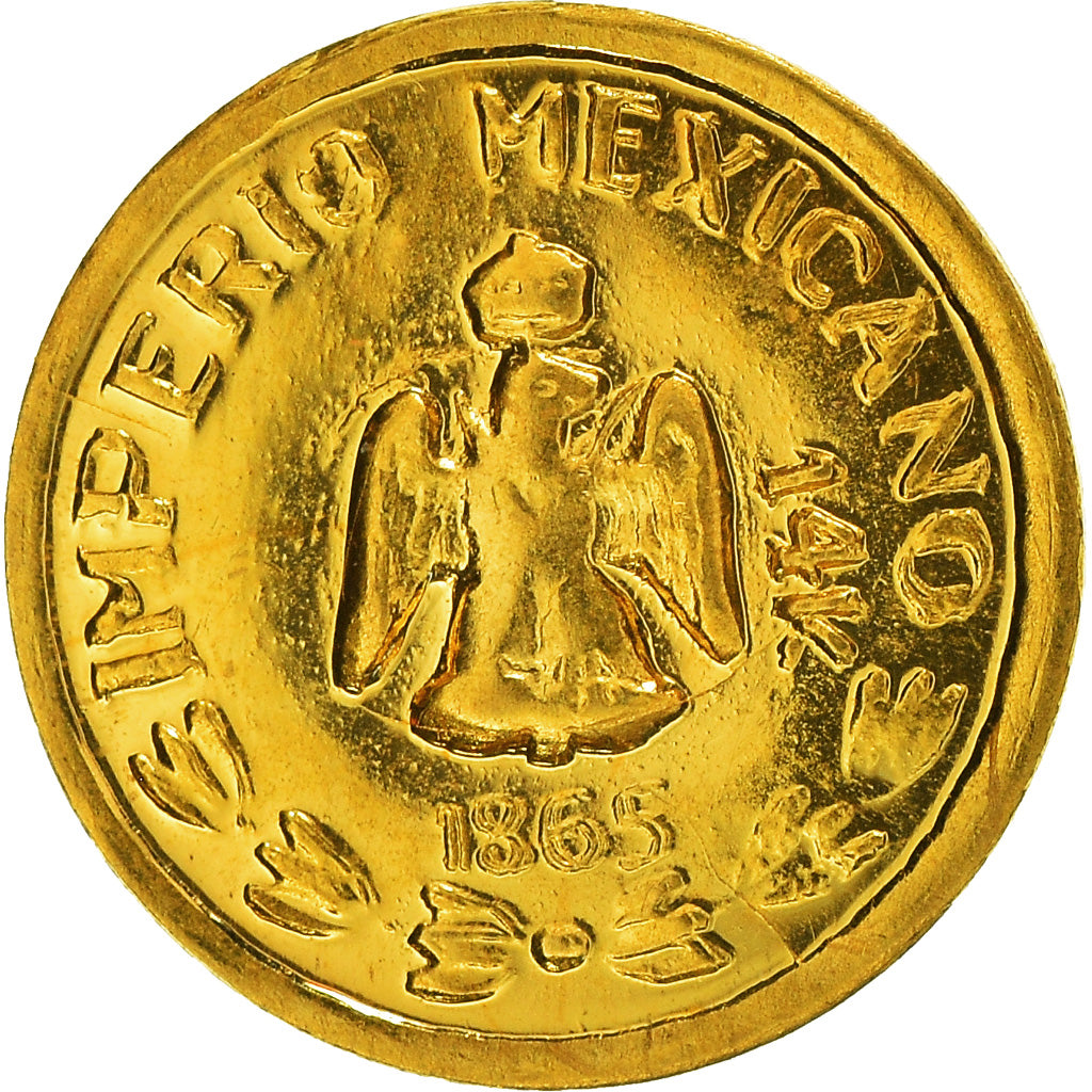 Coin, Mexico, Maximilian, Peso, 1865, Restrike, MS(65-70), Gold