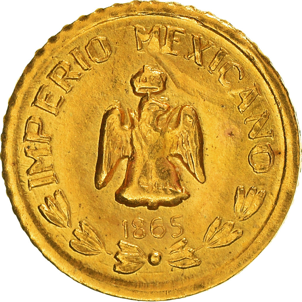 Coin, Mexico, Maximilian, Peso, 1865, Restrike, MS(65-70), Gold